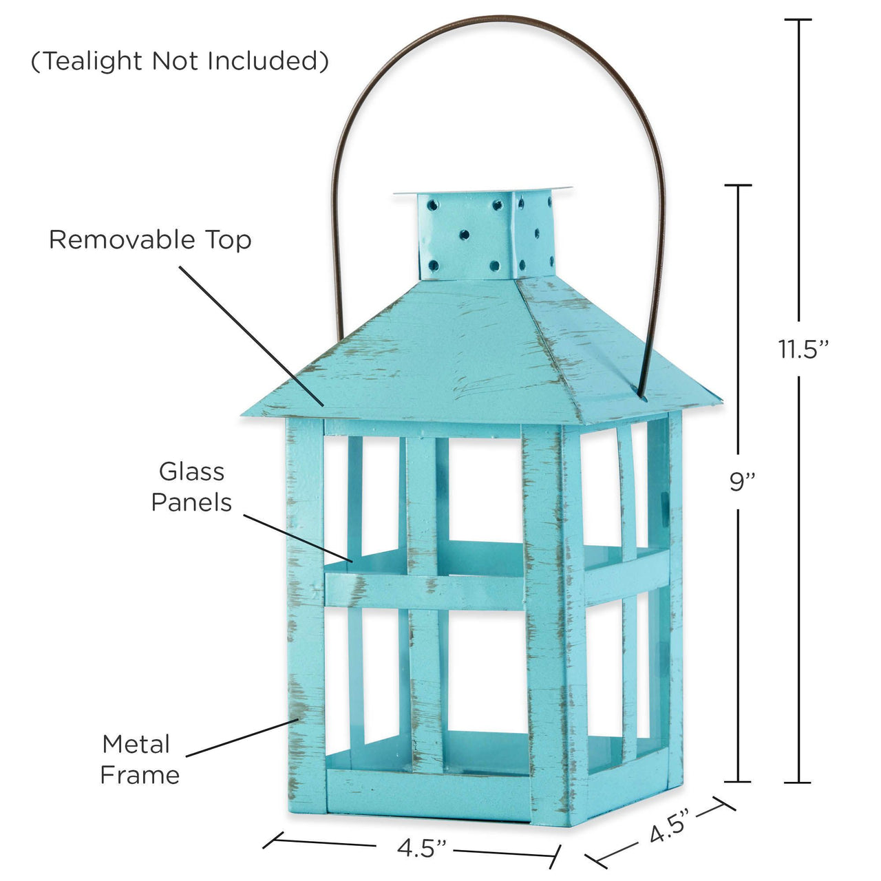Vintage Blue Distressed Lantern - Extra Large - Alternate Image 3 | My Wedding Favors
