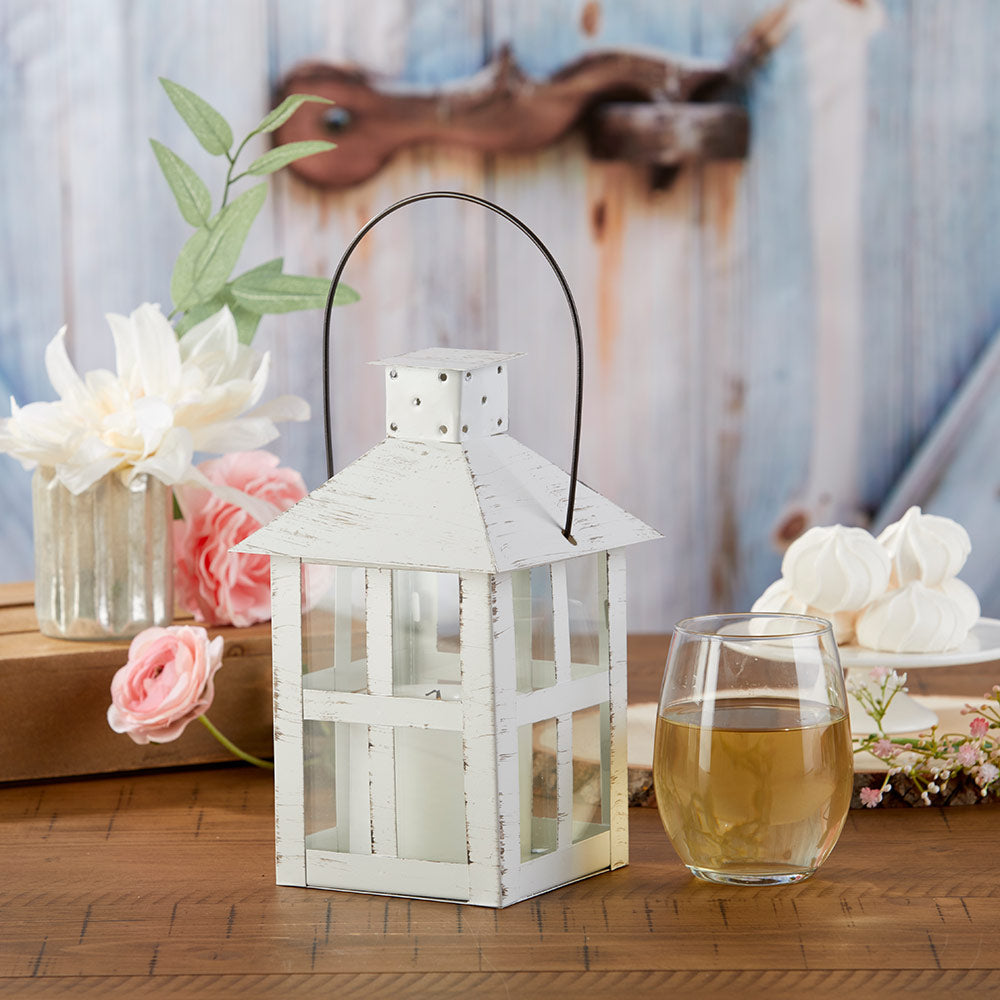 Vintage White Distressed Lantern - Extra Large - Main Image | My Wedding Favors