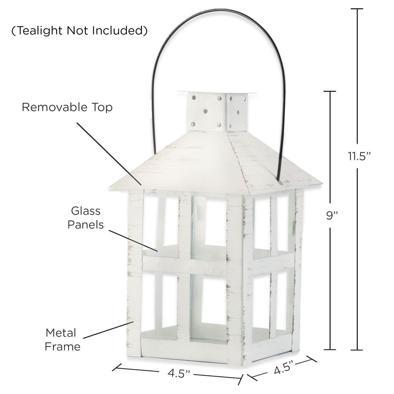 Vintage White Distressed Lantern - Extra Large - Alternate Image 3 | My Wedding Favors