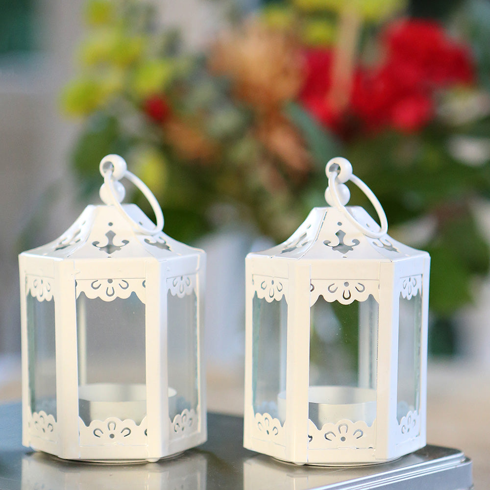 White Hexagon Mini Lantern (Set of 6) - Alternate Image 2 | My Wedding Favors