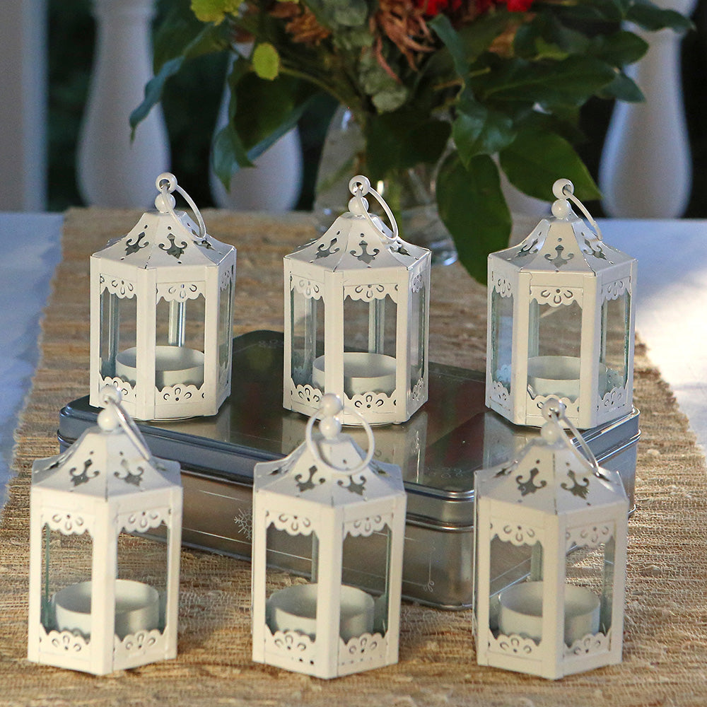 White Hexagon Mini Lantern (Set of 6) - Alternate Image 3 | My Wedding Favors