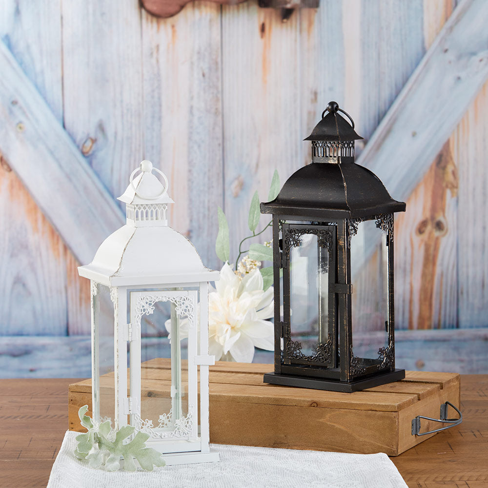 Antique White Ornate Lantern - Medium - Alternate Image 7 | My Wedding Favors