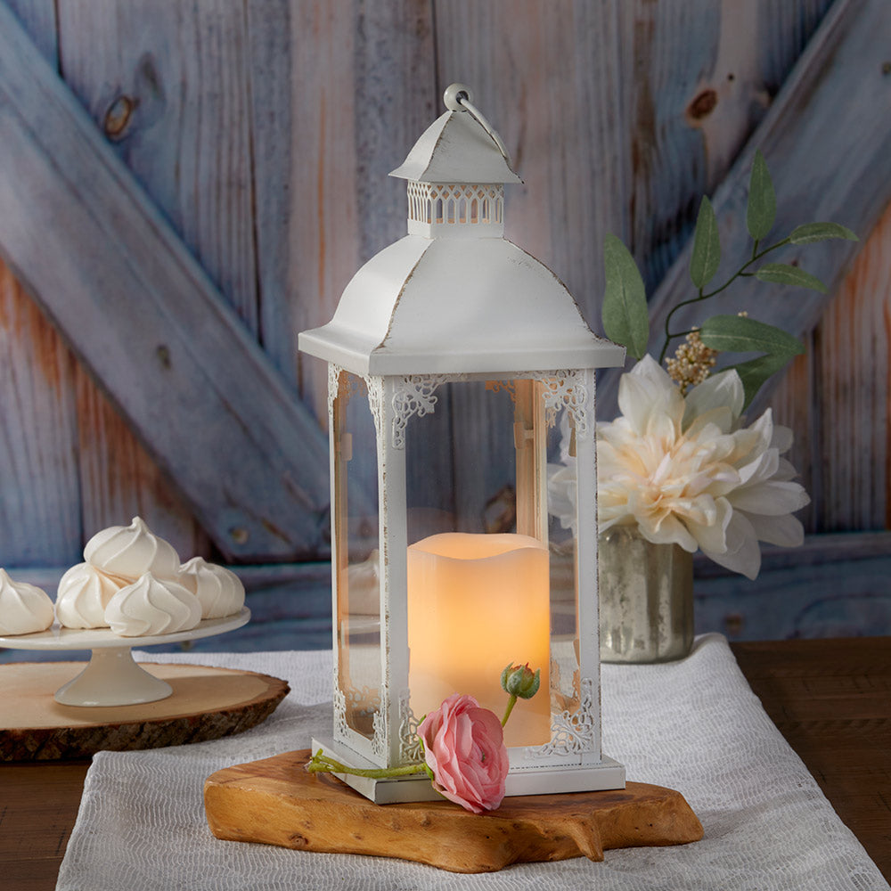 Antique White Ornate Lantern - Medium - Alternate Image 2 | My Wedding Favors