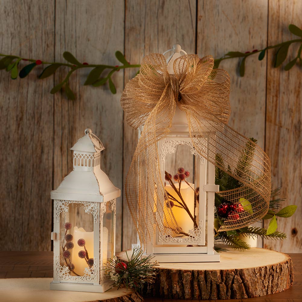 Antique White Ornate Lantern - Medium - Alternate Image 6 | My Wedding Favors