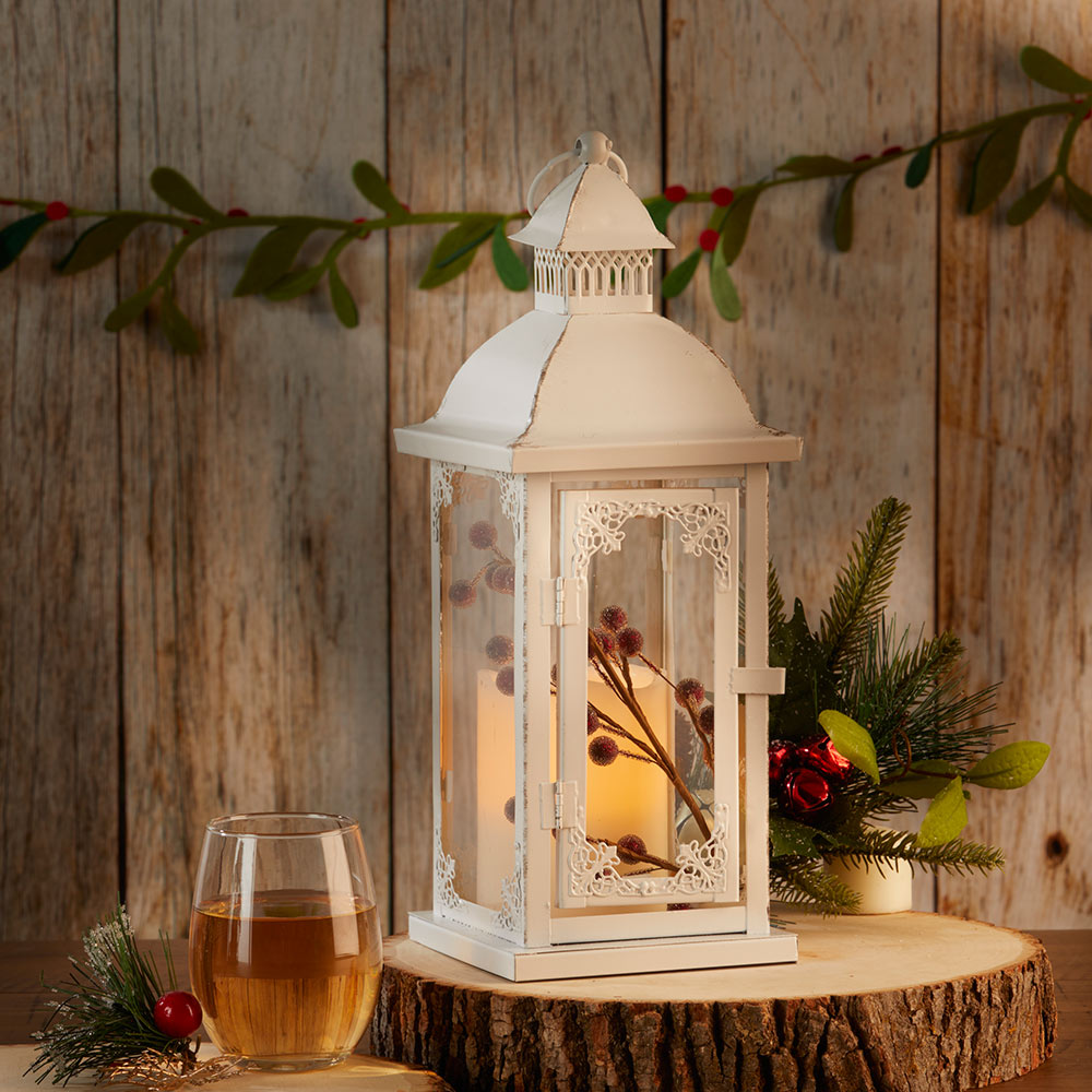 Antique White Ornate Lantern - Medium - Alternate Image 8 | My Wedding Favors