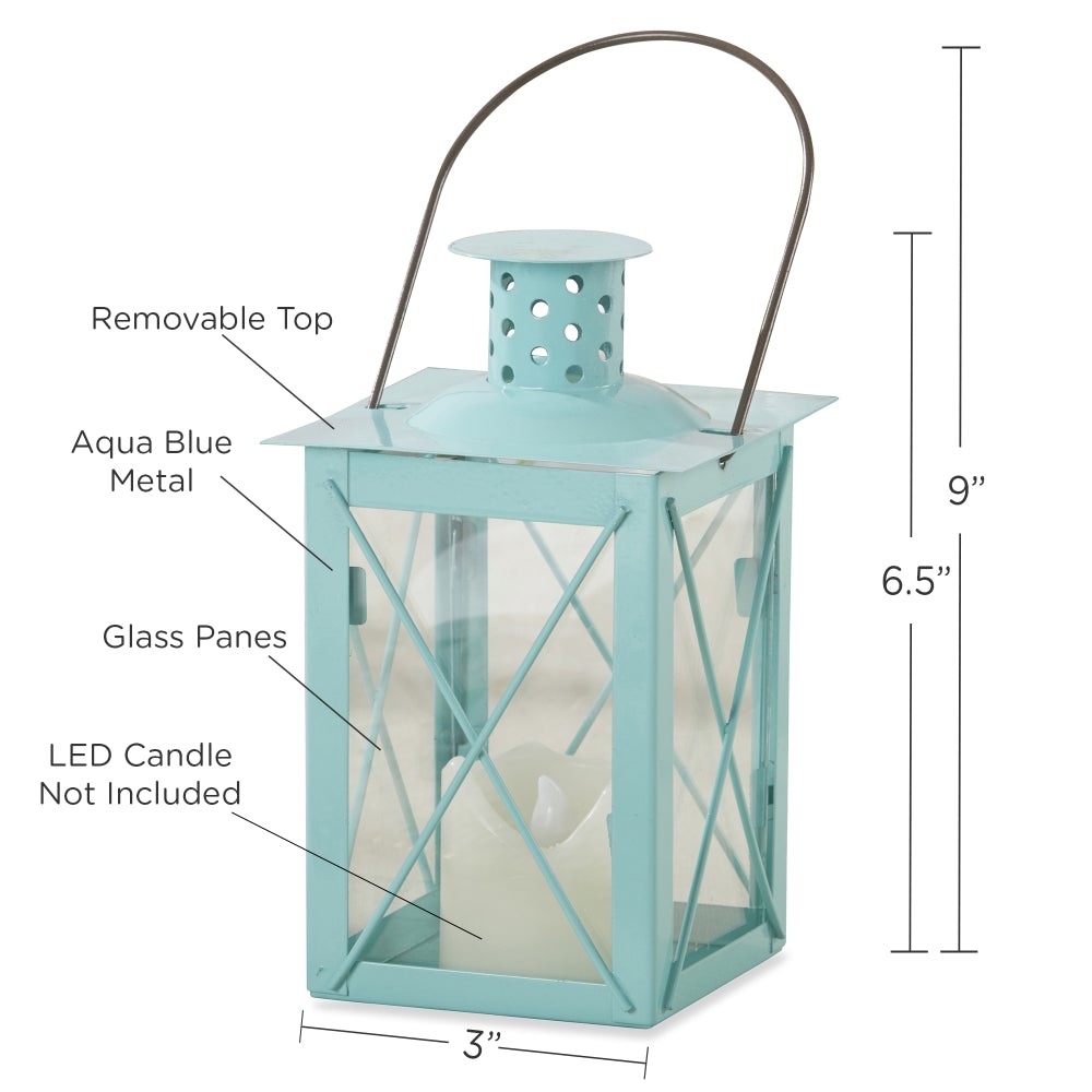 Luminous Blue Lantern Tea Light Holder - Medium - Alternate Image 6 | My Wedding Favors