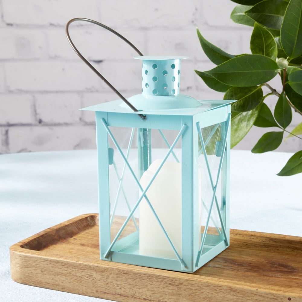 Luminous Blue Lantern Tea Light Holder - Medium - Alternate Image 7 | My Wedding Favors