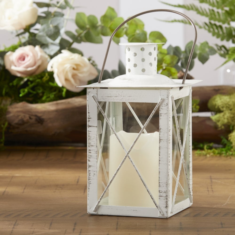 Luminous White Lantern Tea Light Holder - Medium - Main Image | My Wedding Favors