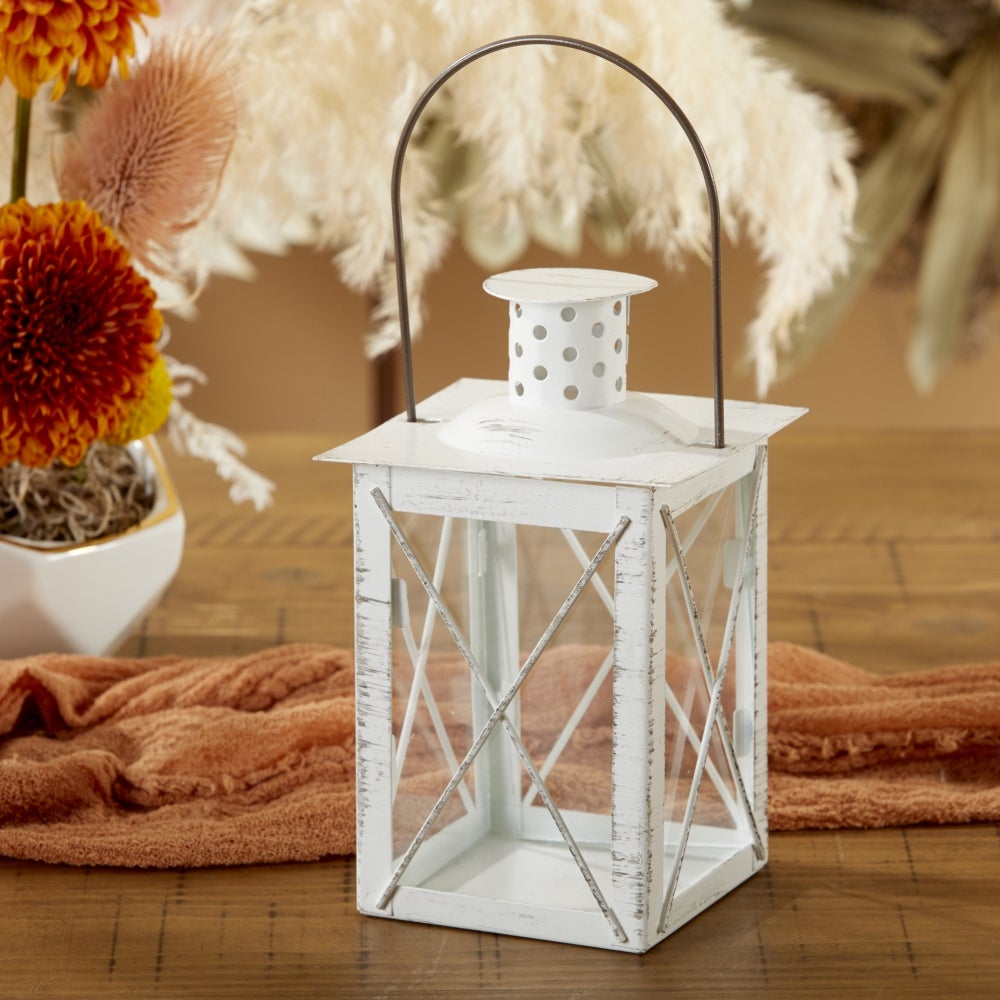 Luminous White Lantern Tea Light Holder - Medium - Alternate Image 2 | My Wedding Favors