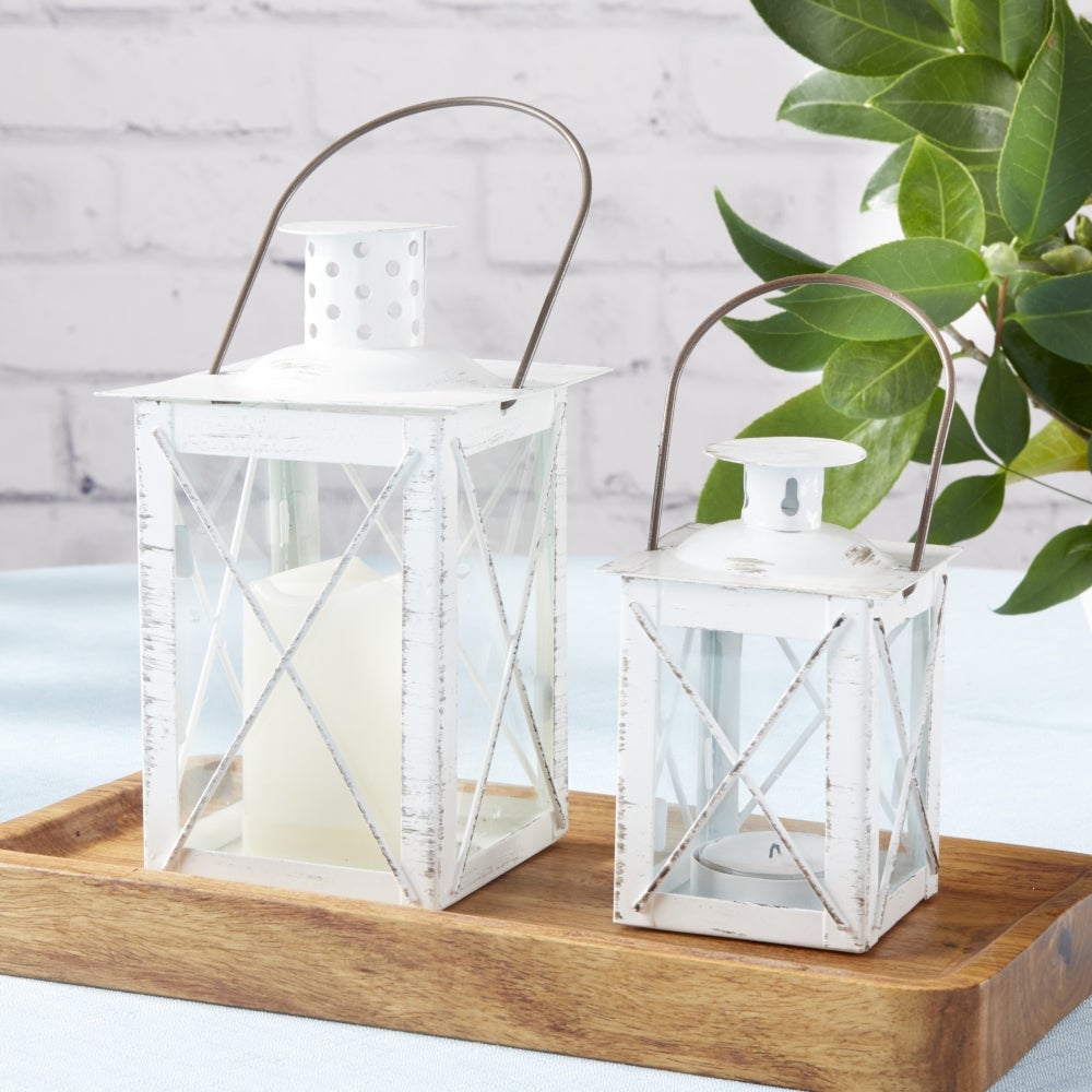 Luminous White Lantern Tea Light Holder - Medium - Alternate Image 5 | My Wedding Favors