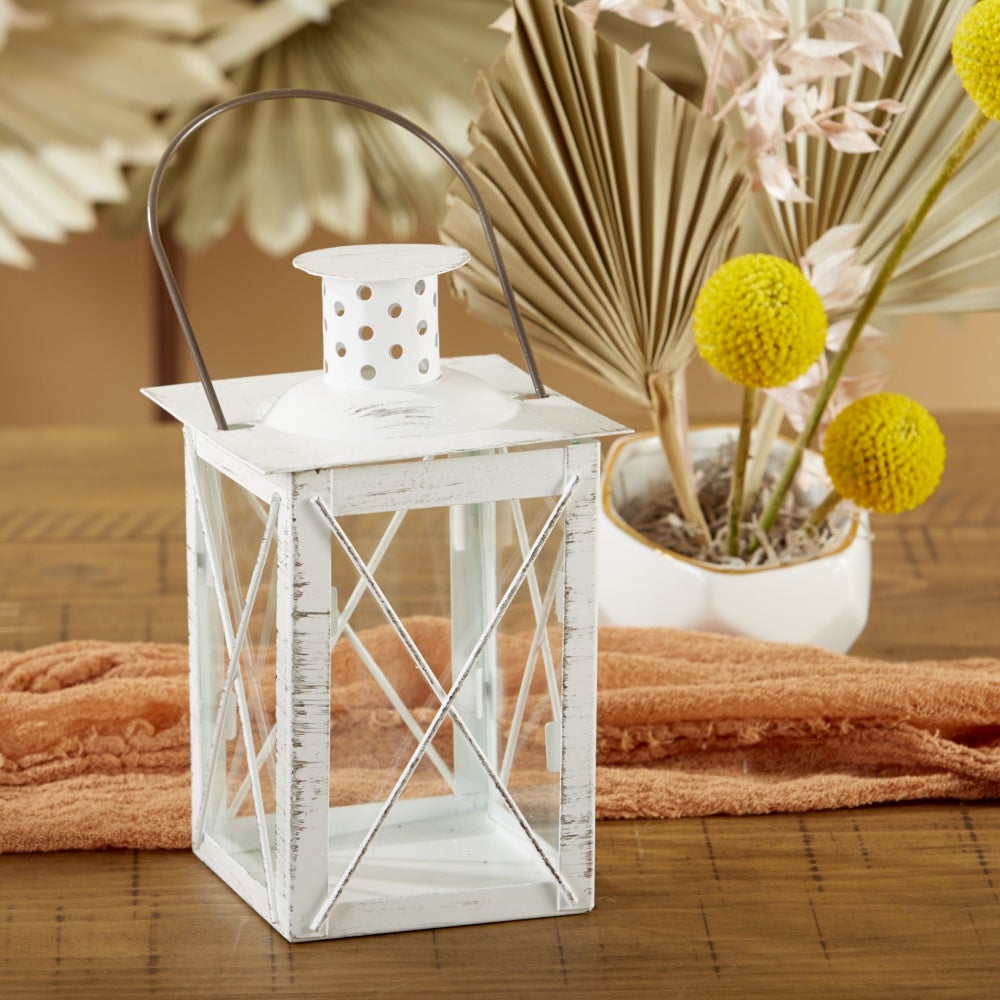 Luminous White Lantern Tea Light Holder - Medium - Alternate Image 7 | My Wedding Favors