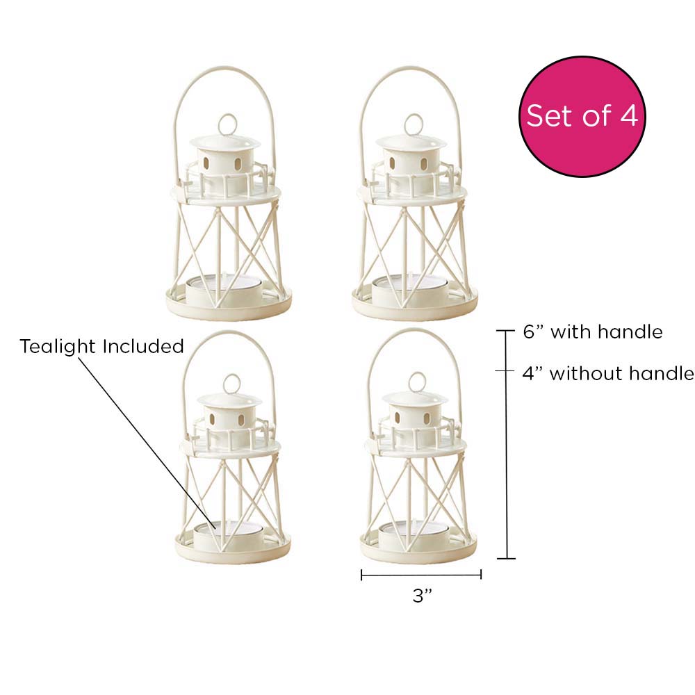 By the Sea Lighthouse Tealight Holder Lantern (Set of 4) - Alternate Image 6 | My Wedding Favors