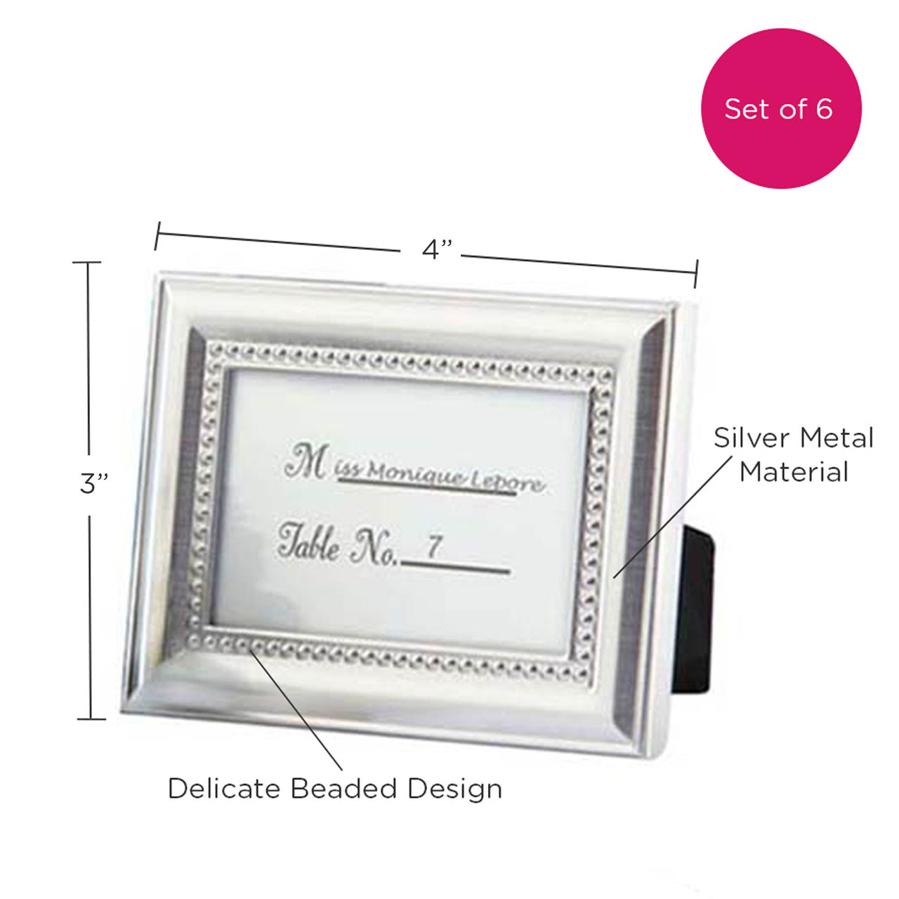 Beautifully Beaded Silver Place Card/Photo Holder (Set of 6) - Alternate Image 6 | My Wedding Favors