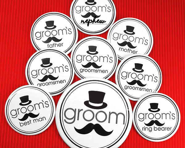 Groom's Bridal Party Buttons (Set of 12) | My Wedding Favors