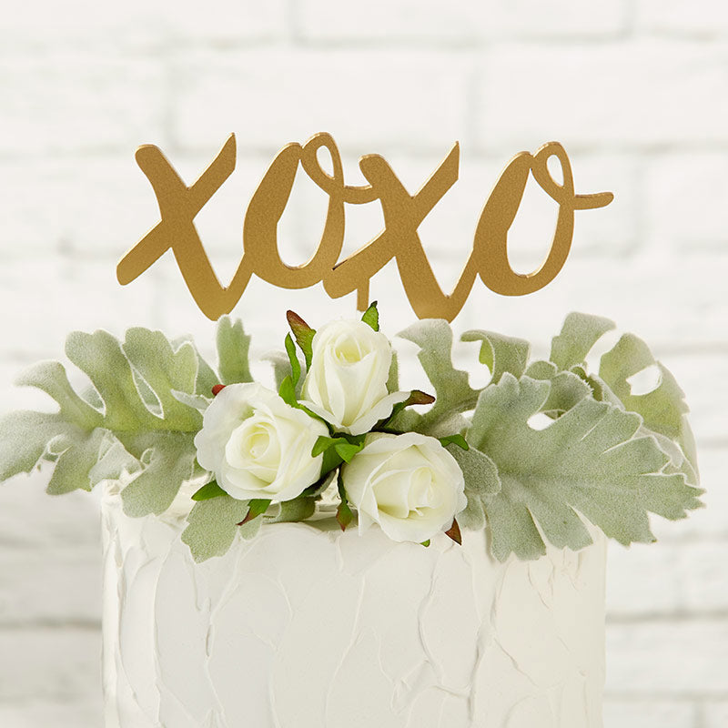 Gold XOXO Cake Topper - Main Image | My Wedding Favors