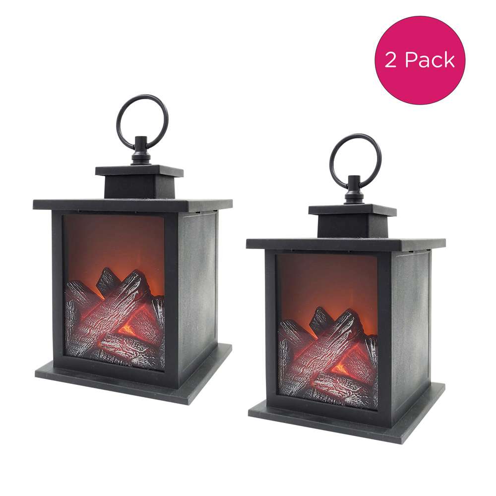 Tokyo LED Vintage Decorative Black Lantern (Set of 2) - Main Image | My Wedding Favors