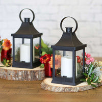 Thumbnail for Shanghai LED Vintage Decorative Black Lantern (Set of 2) - Alternate Image 4 | My Wedding Favors