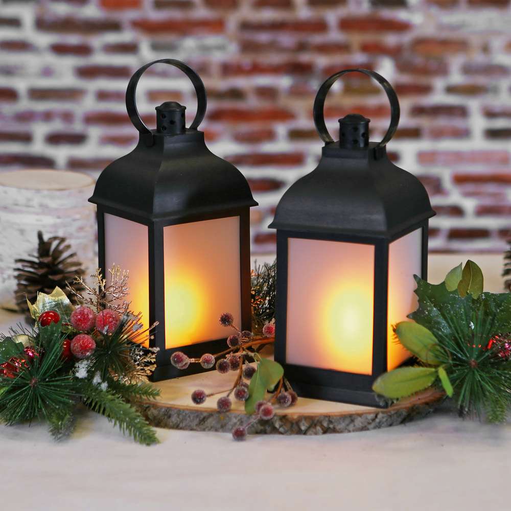 Outdoor LED Holiday Lanterns, Set of 2