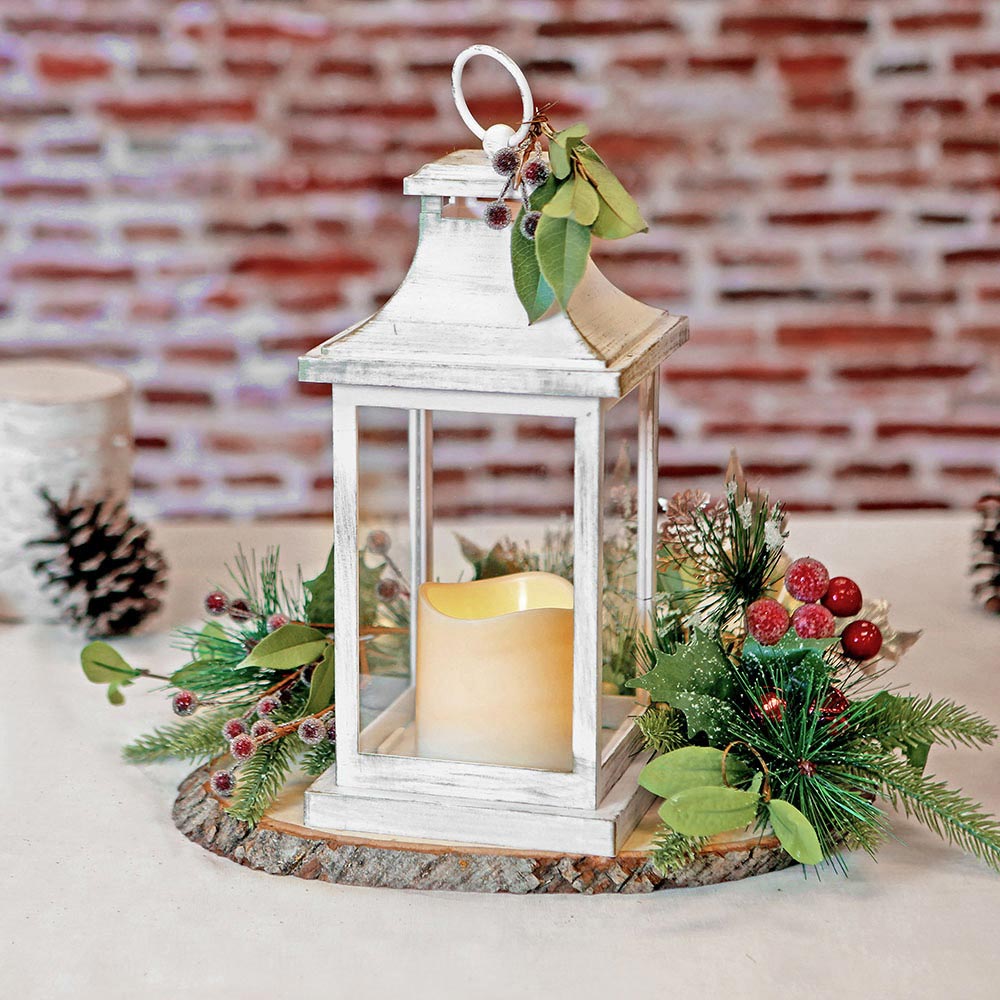 Hampton LED Vintage Decorative Ivory Lantern - Alternate Image 4 | My Wedding Favors