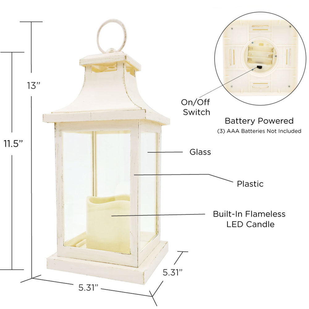 Hampton LED Vintage Decorative Ivory Lantern - Alternate Image 6 | My Wedding Favors