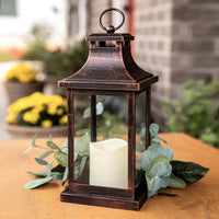 Thumbnail for Hampton LED Vintage Decorative Copper Lantern - Alternate Image 2 | My Wedding Favors