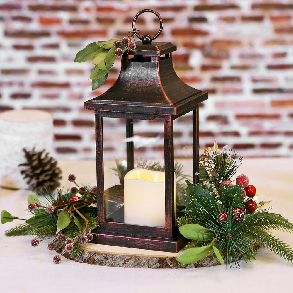 Hampton LED Vintage Decorative Copper Lantern - Alternate Image 4 | My Wedding Favors