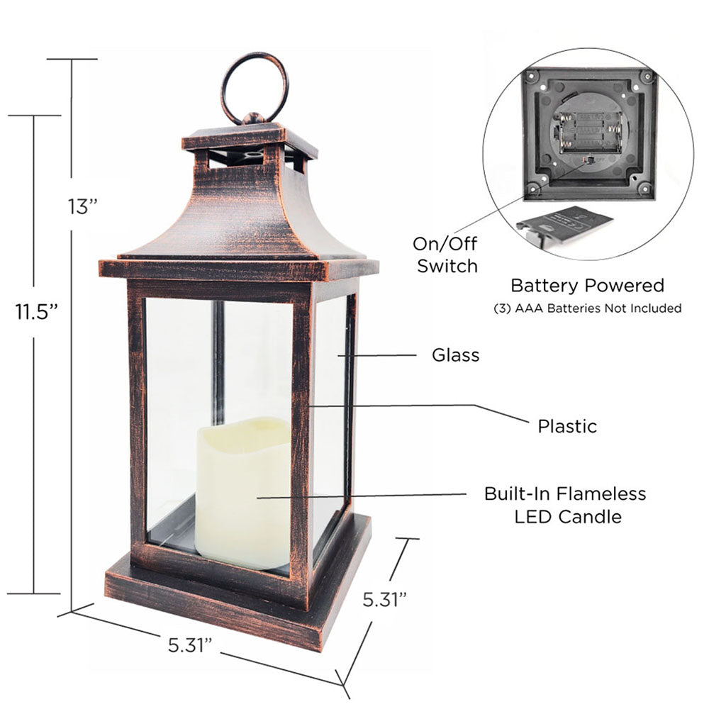 Hampton LED Vintage Decorative Copper Lantern - Alternate Image 6 | My Wedding Favors