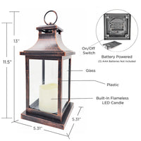 Thumbnail for Hampton LED Vintage Decorative Copper Lantern - Alternate Image 6 | My Wedding Favors