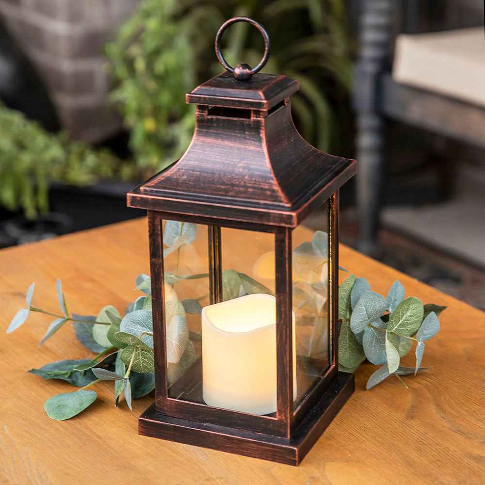 LED Vintage Decorative Distressed White Lantern - Manchester