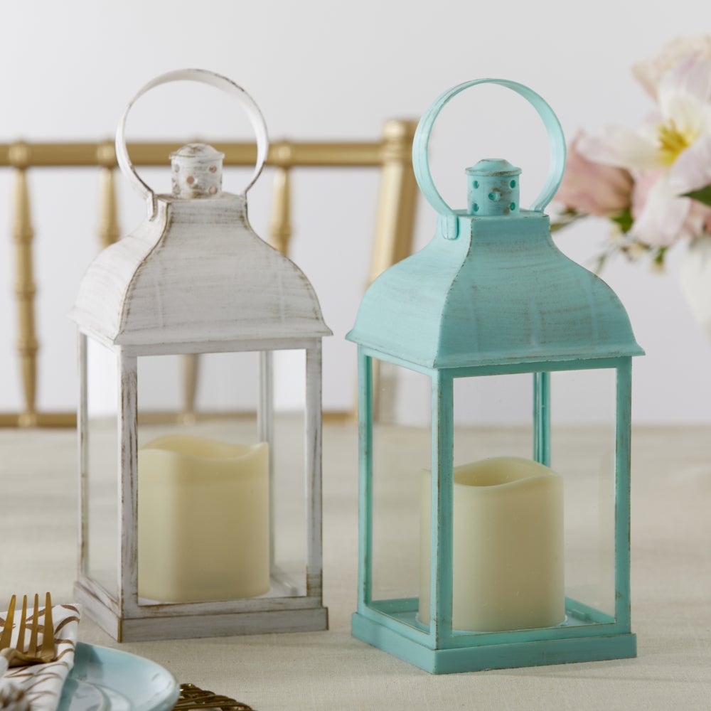 LED Vintage Decorative Blue Lantern - Marrakesh (Set of 2) - Alternate Image 2 | My Wedding Favors