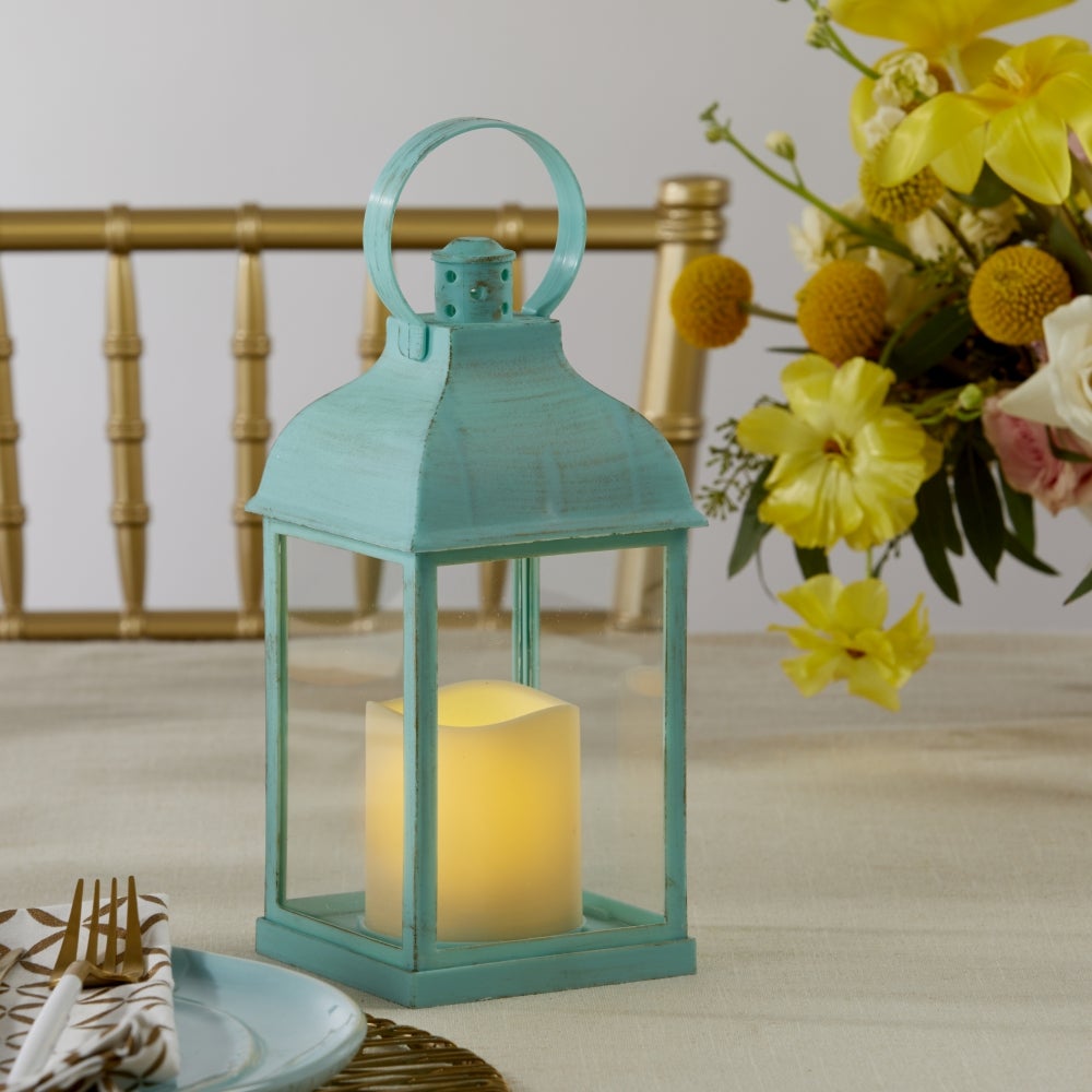 LED Vintage Decorative Blue Lantern - Marrakesh (Set of 2) - Alternate Image 3 | My Wedding Favors