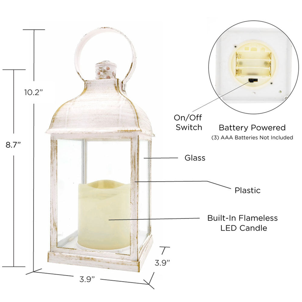 Marrakesh LED Vintage Decorative White Lantern (Set of 2) - Alternate Image 6 | My Wedding Favors