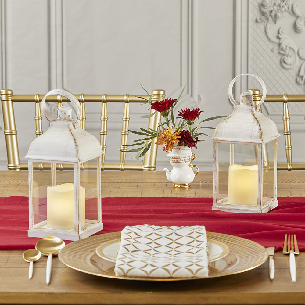 Marrakesh LED Vintage Decorative White Lantern (Set of 2) - Alternate Image 8 | My Wedding Favors