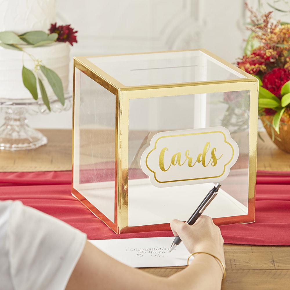Gold Frame Collapsible Acrylic Card Box - Alternate Image 2 | My Wedding Favors