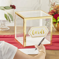 Thumbnail for Gold Frame Collapsible Acrylic Card Box - Alternate Image 2 | My Wedding Favors