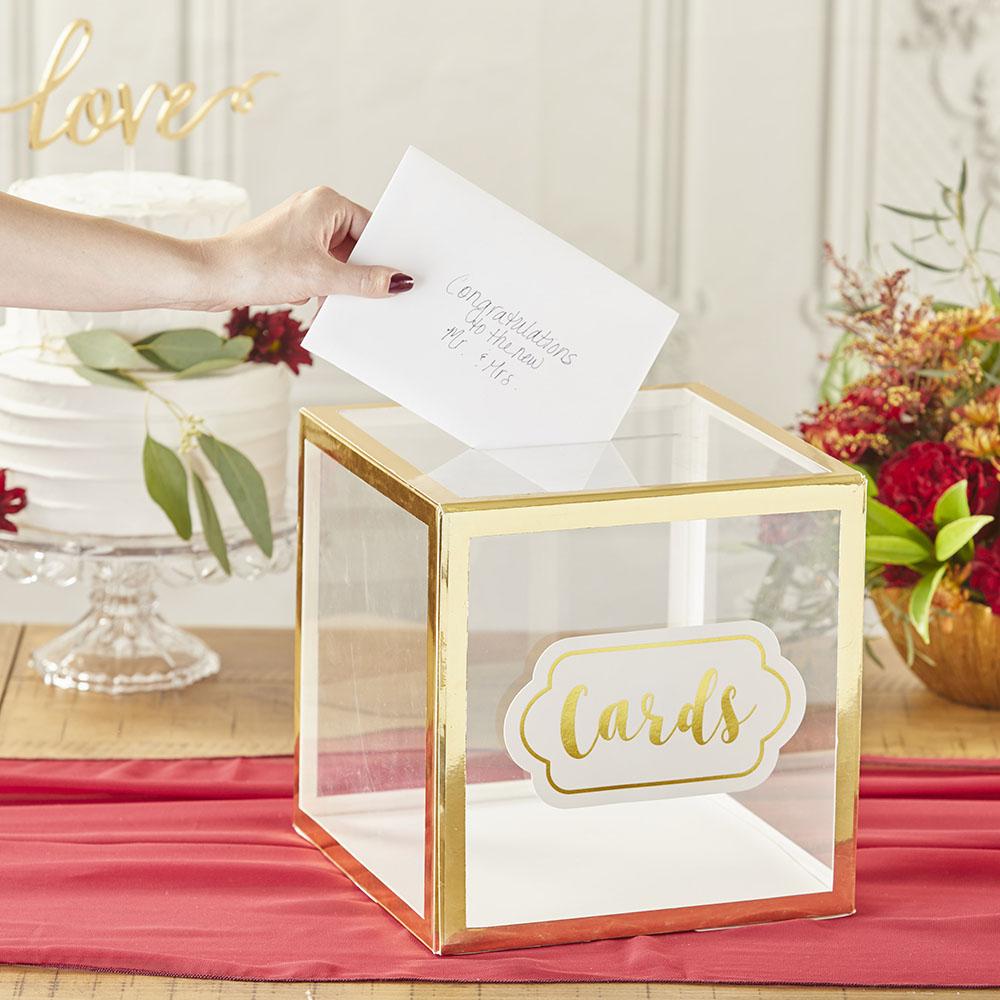 Gold Frame Collapsible Acrylic Card Box - Alternate Image 4 | My Wedding Favors