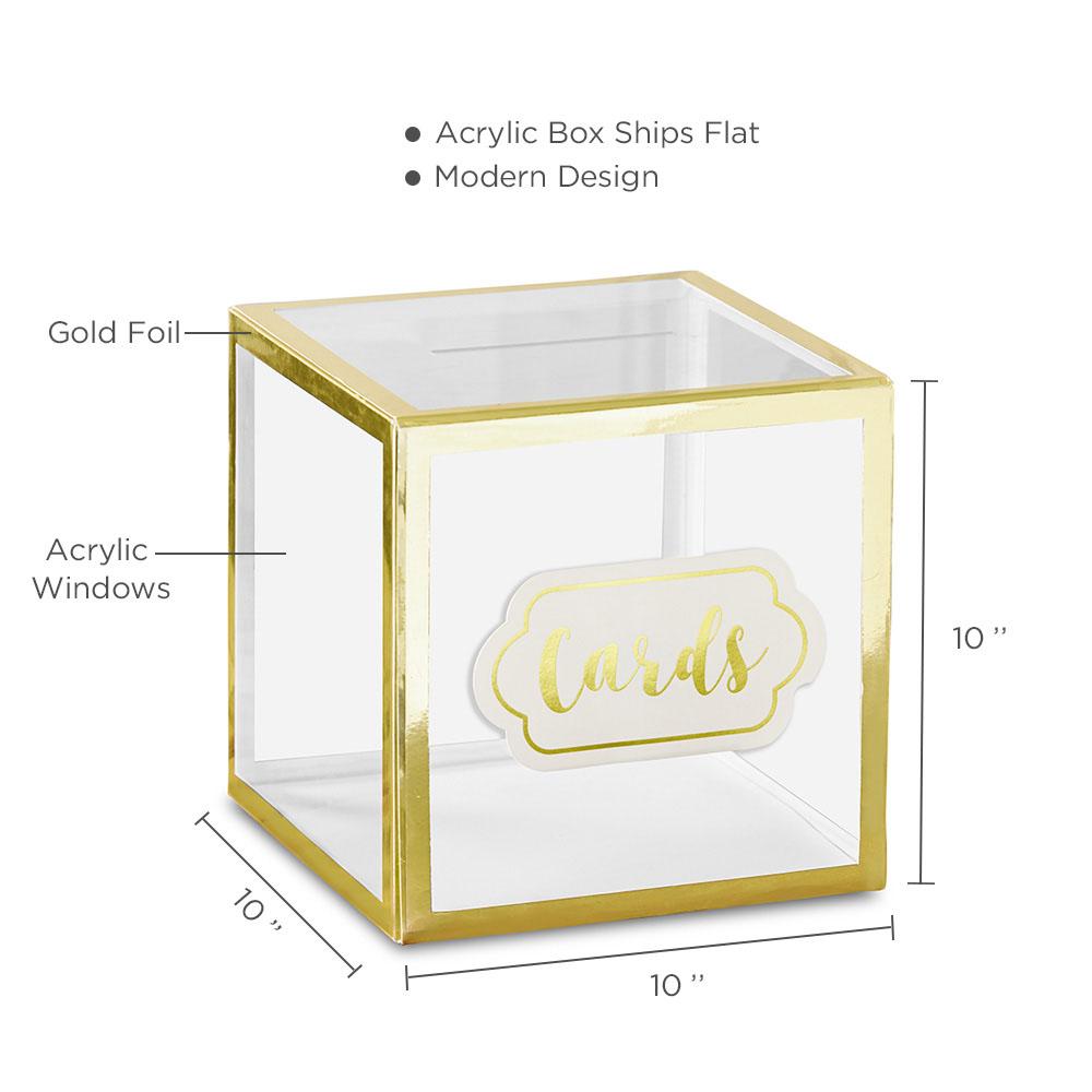 Gold Frame Collapsible Acrylic Card Box - Alternate Image 6 | My Wedding Favors