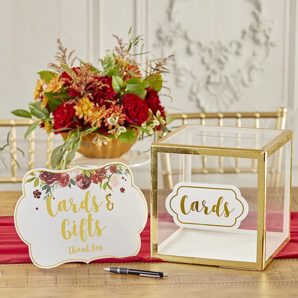 Gold Frame Collapsible Acrylic Card Box - Alternate Image 7 | My Wedding Favors