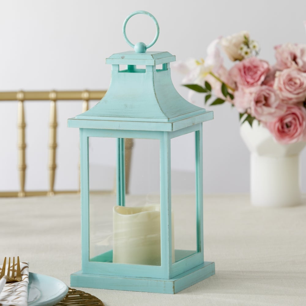 LED Vintage Decorative Blue Lantern - Hampton - Alternate Image 2 | My Wedding Favors