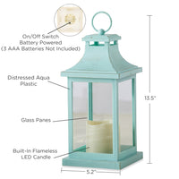 Thumbnail for LED Vintage Decorative Blue Lantern - Hampton - Alternate Image 5 | My Wedding Favors