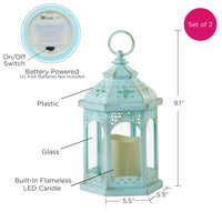 Thumbnail for LED Blue Hexagon Distressed Lantern (Set of 2) - Alternate Image 6 | My Wedding Favors