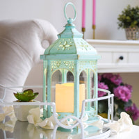Thumbnail for LED Blue Hexagon Distressed Lantern (Set of 2) - Alternate Image 2 | My Wedding Favors