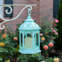 Thumbnail for LED Blue Hexagon Distressed Lantern (Set of 2) - Alternate Image 3 | My Wedding Favors