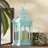 Thumbnail for LED Blue Hexagon Distressed Lantern (Set of 2) - Alternate Image 7 | My Wedding Favors