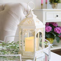 Thumbnail for LED White Hexagon Distressed Lantern (Set of 2) - Alternate Image 2 | My Wedding Favors