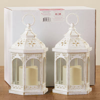 Thumbnail for LED White Hexagon Distressed Lantern (Set of 2) - Alternate Image 5 | My Wedding Favors