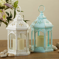 Thumbnail for LED White Hexagon Distressed Lantern (Set of 2) - Alternate Image 7 | My Wedding Favors