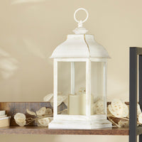 Thumbnail for LED Vintage Decorative Distressed White Lantern - Manchester - Alternate Image 2 | My Wedding Favors