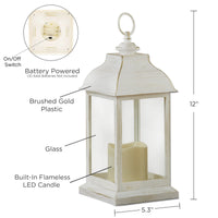Thumbnail for LED Vintage Decorative Distressed White Lantern - Manchester - Alternate Image 6 | My Wedding Favors