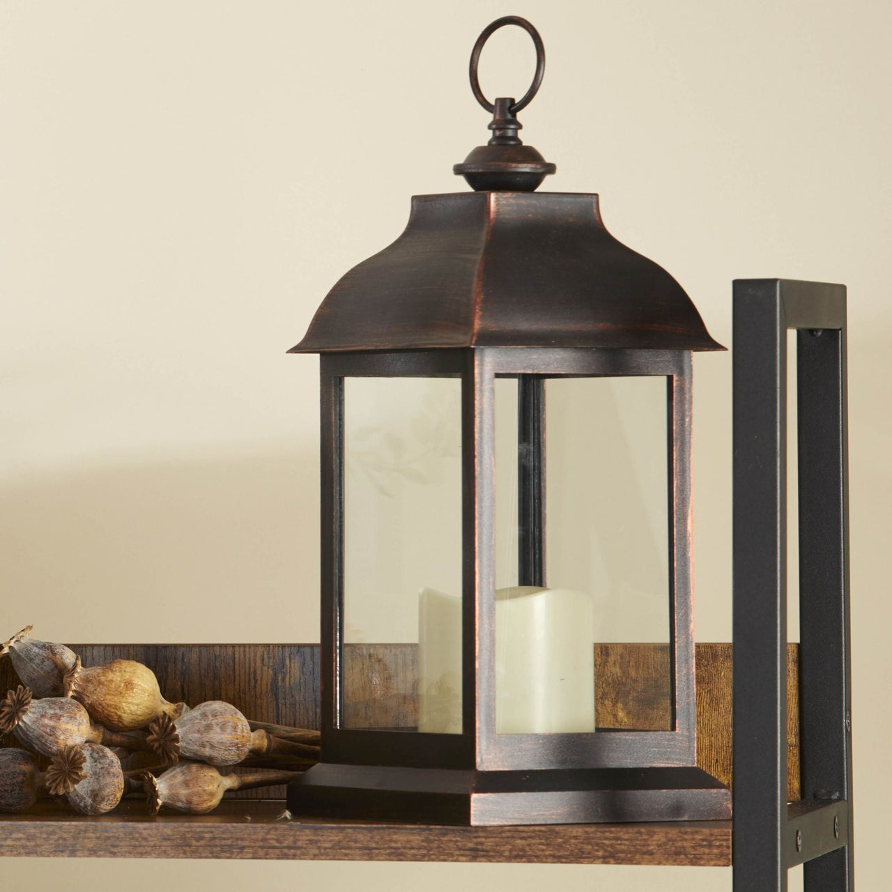 LED Vintage Decorative Copper Lantern - Manchester - Alternate Image 3 | My Wedding Favors